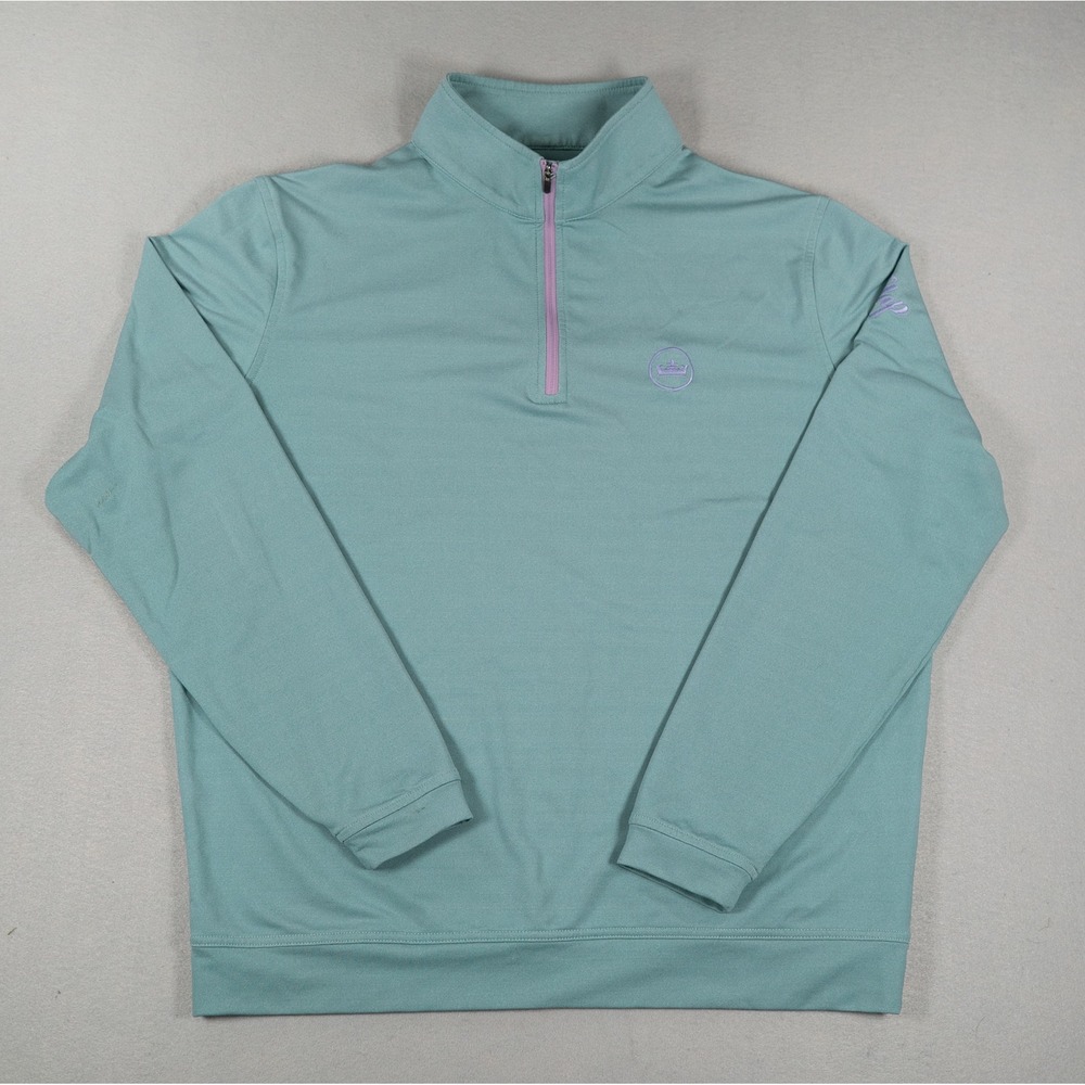 Peter Millar Mens Crown Sport Quarter Zip Pullover Sage Green Large Golf Top
